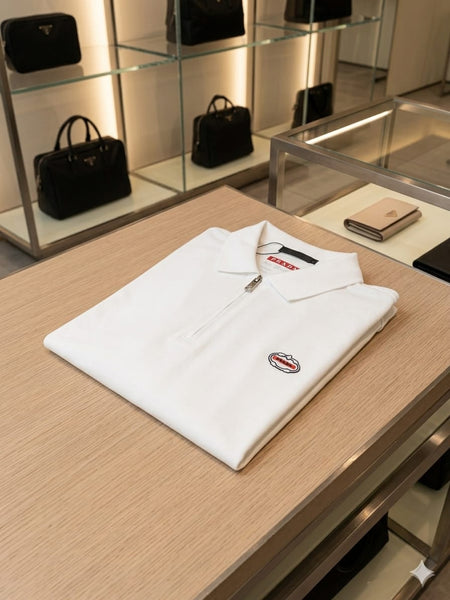 Premium White Zip Collar Polo T-Shirt for Men  Stylish & Smart Fit