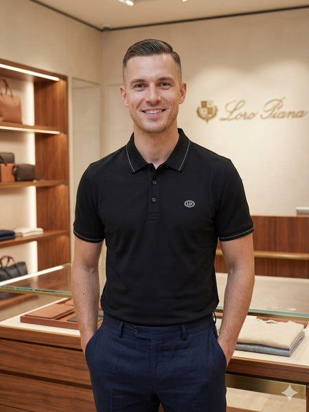 Elegant Men’s Black Polo T-Shirt Classic Elegant Regular Fit