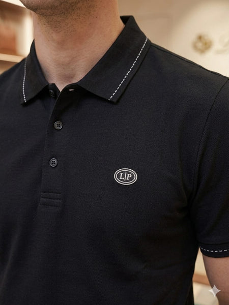 Elegant Men’s Black Polo T-Shirt Classic Elegant Regular Fit