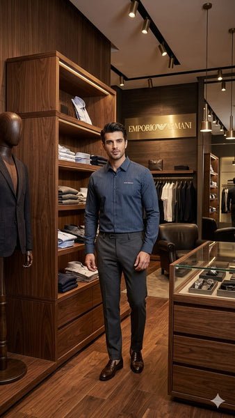 Luxury Formal Shirt with Blue Pinstripe Design for Men
