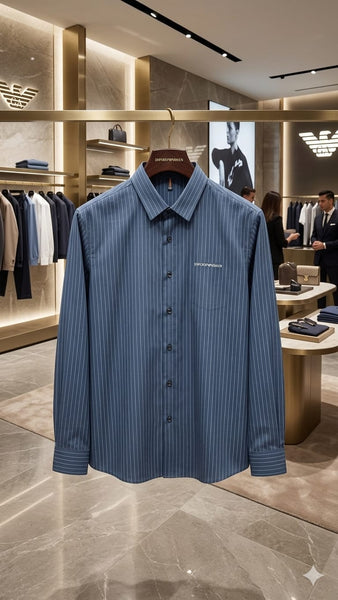 Luxury Formal Shirt with Blue Pinstripe Design for Men