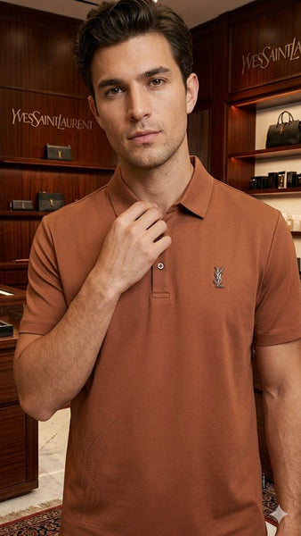 Luxurious Brown Polo T-Shirt for Men