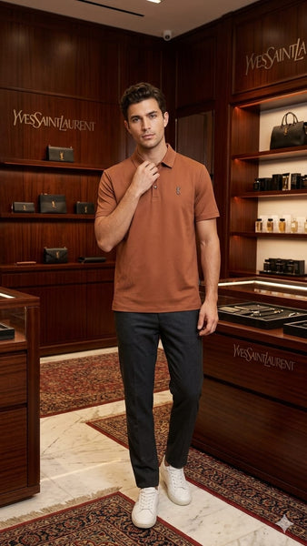 Luxurious Brown Polo T-Shirt for Men