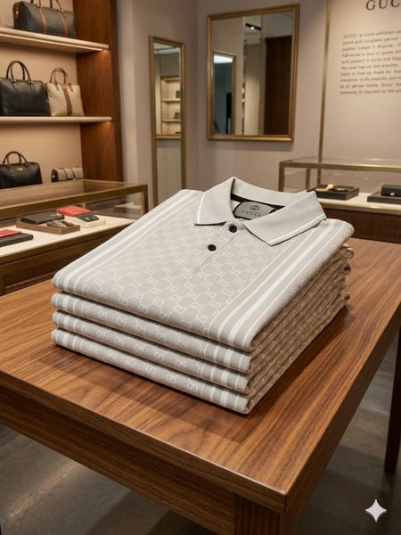 Luxury Monogram Stripe Polo T-Shirt For Men