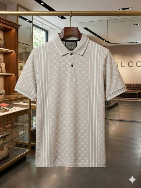 Luxury Monogram Stripe Polo T-Shirt For Men