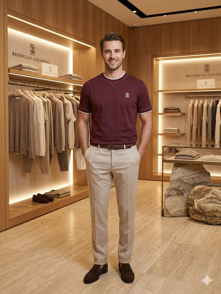Men’s Premium Maroon Crew Neck T-Shirt Regular Fit Half Sleeve Solid TeE