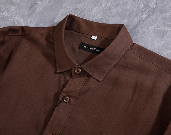 premium Elegant Brown Linen Shirt & Trouser Co-Ord Set for Men