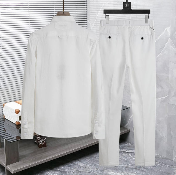 Luxury White Linen Shirt & Trouser Co-Ord Set for Men