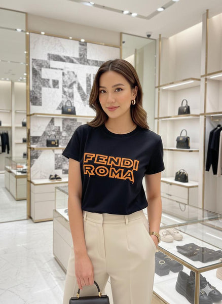 Women's Premium Black Graphic Logo T-Shirt Stylish Round Neck Casual Tee