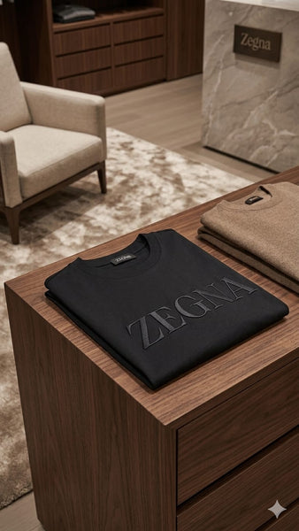 Men’s Premium Black Embossed Logo T-Shirt  Luxury Round Neck Casual Tee