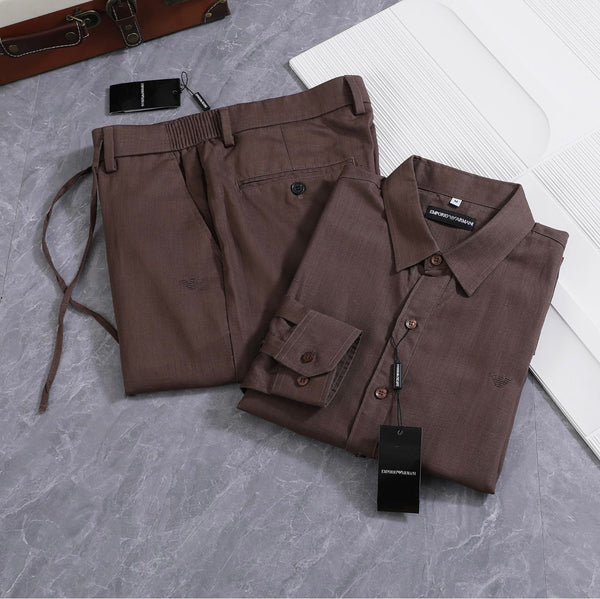Men’s Premium Brown Shirt & Trouser Co-Ord Set