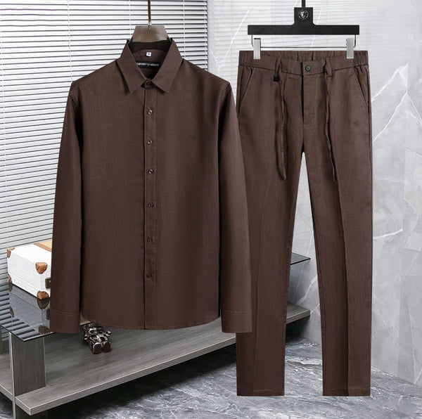 Men’s Premium Brown Shirt & Trouser Co-Ord Set