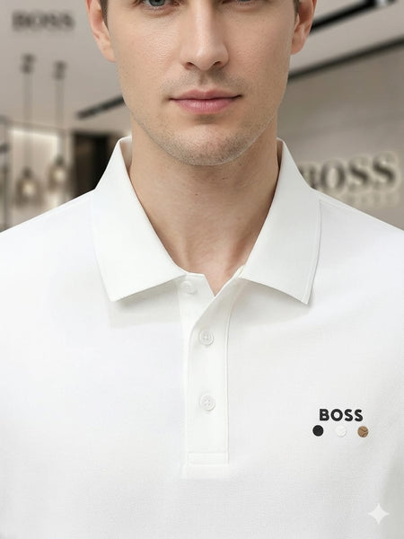 Men’s Premium White Polo T-Shirt Classic Collar Casual  Tee