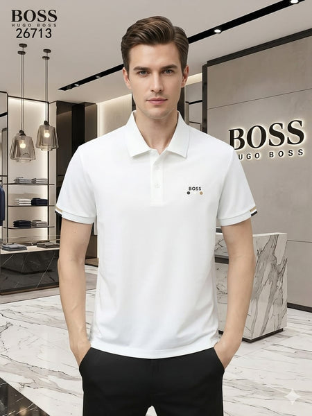 Men’s Premium White Polo T-Shirt Classic Collar Casual  Tee