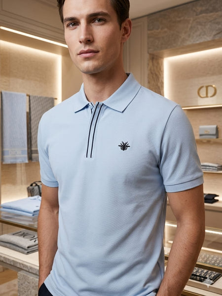Premium Sky Blue Polo T-Shirt  Elegant Comfort Fit for Men