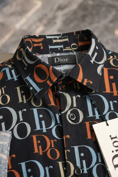 Luxury Monogram Print Designer Black Shirt