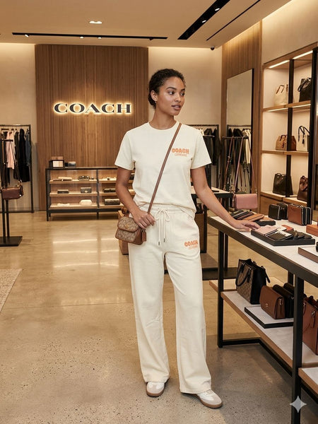 Women's Premium Cream Co-Ord Lounge Set  T-Shirt & Wide-Leg Track Pants