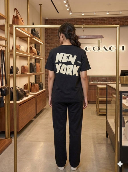 Premium Black Graphic T-Shirt & Track Pant Co-Ord Set for Women
