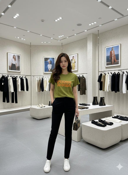 Women Exclusive  Olive Green Premium Logo T-Shirt