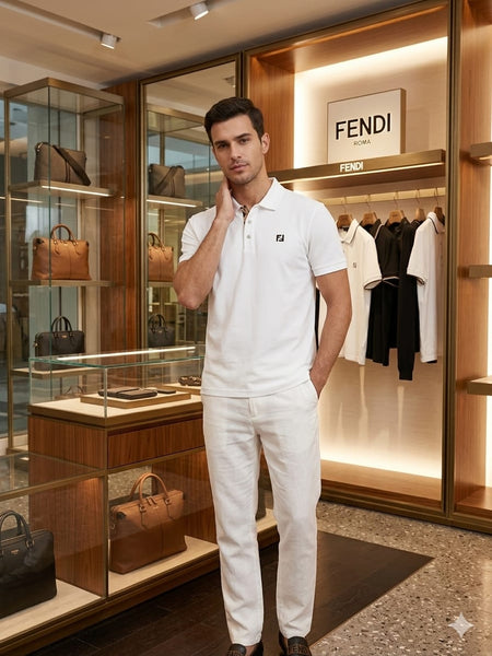 Men’s Premium White Polo T-Shirt – Classic Collar Cotton Casual Tee