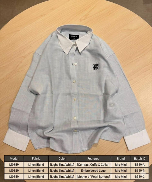 Premium Pastel Linen Blend Embroidered Shirt for Women