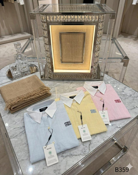 Premium Pastel Linen Blend Embroidered Shirt for Women