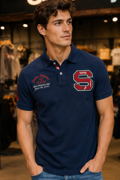 Superdry Men's Navy Blue Graphic Polo T-Shirt | Premium Casual Fit