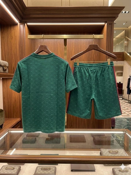 Premium Green Monogram Co-Ord T-Shirt & Shorts Set