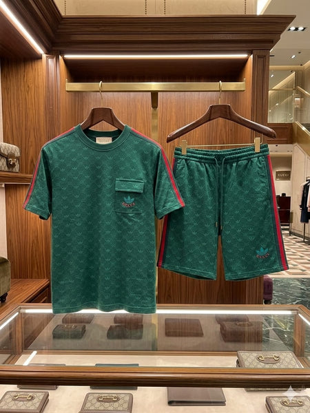 Premium Green Monogram Co-Ord T-Shirt & Shorts Set