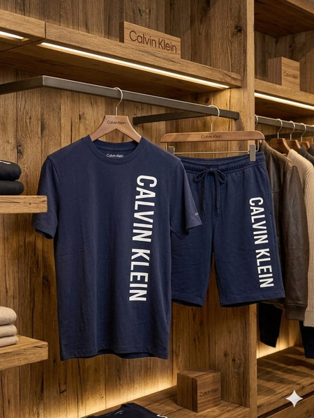 Navy Blue Premium Co-Ord T-Shirt & Shorts Set