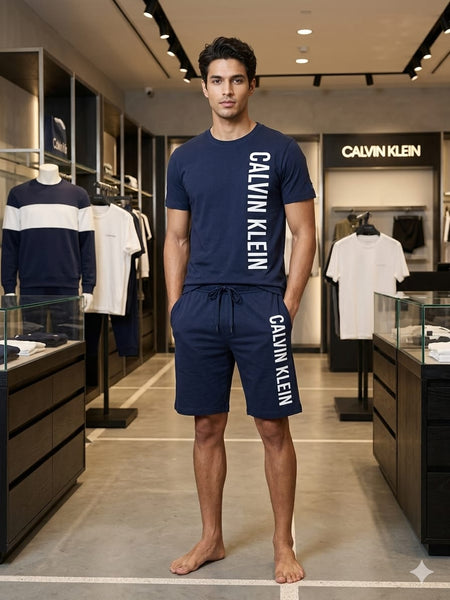 Navy Blue Premium Co-Ord T-Shirt & Shorts Set