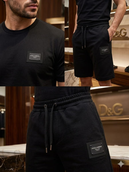 Luxury Black Premium Co-Ord Set for Men – T-Shirt & Shorts