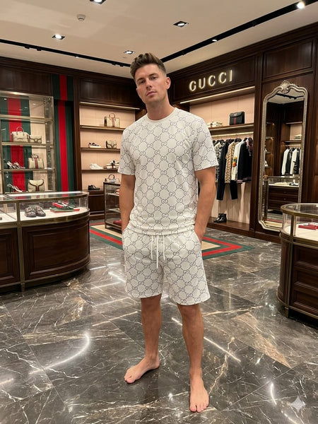 Luxury Signature Print T-Shirt & Shorts Set