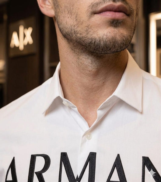 Premium White Logo Shirt – Luxury Casual Formal Wear for Men