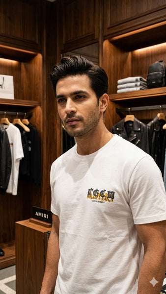 Premium White Graphic T-Shirt – Luxury Casual Cotton Tee for Men