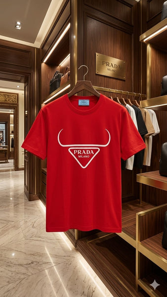 Men's Premium Red Graphic Print  T-Shirt | Stylish Round Neck Casual Wear