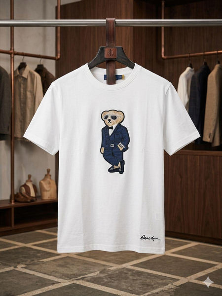 Women’s Premium White Embroidered  Bear Trendy  T-Shirt Collection