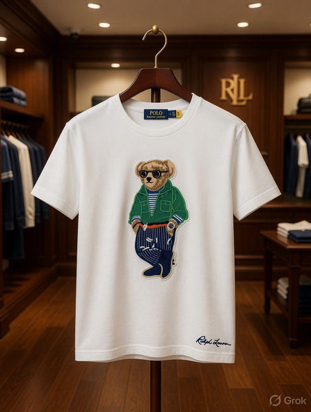 Women's Cute Bear Embroidered T-Shirt  Casual Round Neck Short Sleeve Tee