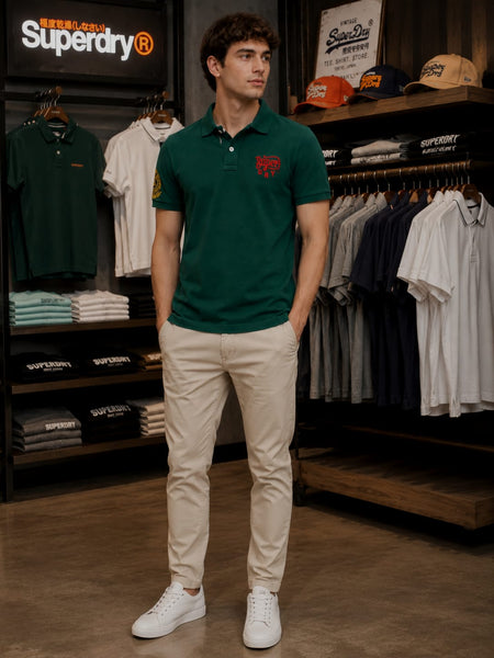 Premium Dark Green Embroidered Polo T-Shirt for Men