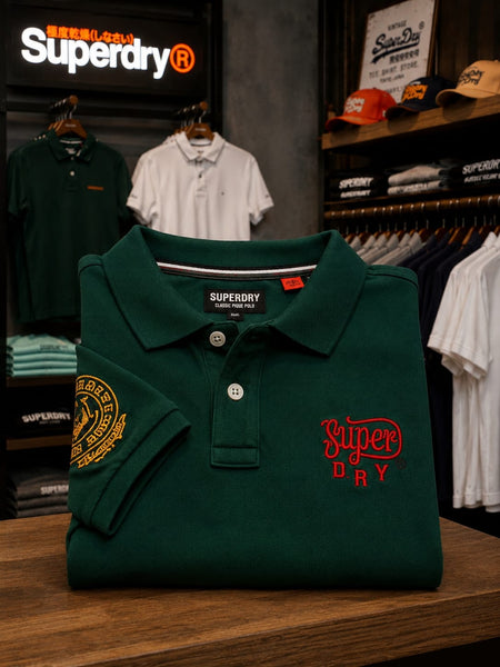 Premium Dark Green Embroidered Polo T-Shirt for Men