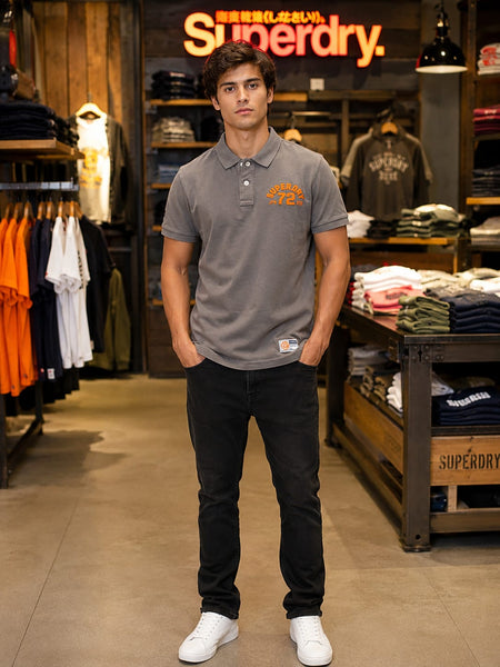 Men's Casual Embroidered Polo T-Shirt in  Grey