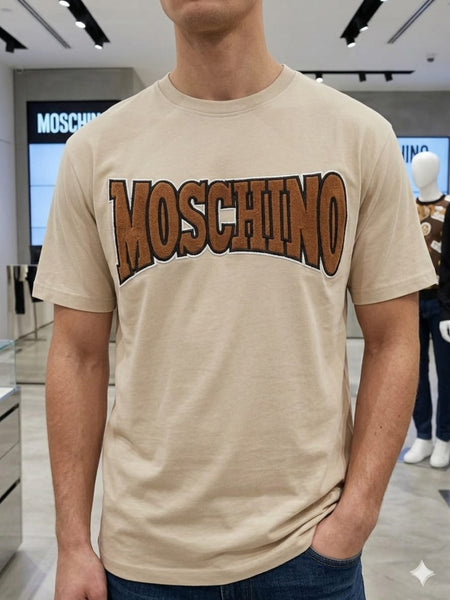 Timeless Premium Beige Patch Logo T-Shirt for Men