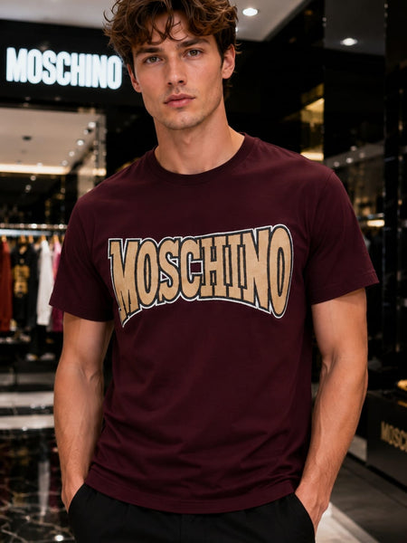 Luxury Elegant Maroon Patch Logo T-Shirt for Men