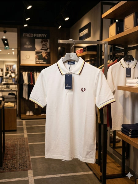 Premium Brand  Classic Polo T-Shirt  White Edition With Contrast Tipping