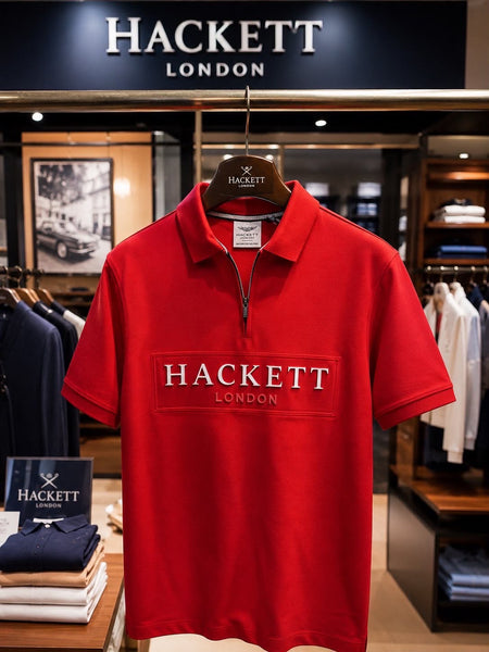 Exclusive  Men's Premium Red Half-Zip Polo T-Shirt