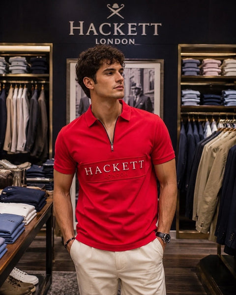 Exclusive  Men's Premium Red Half-Zip Polo T-Shirt