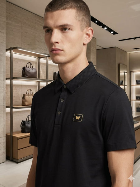 Premium Black Polo T-Shirt – Classic Fit with Elegant Logo Detail