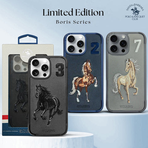 Santa Barbara Boris Series Embroided Horse Leather Case for iPhone 16 Series