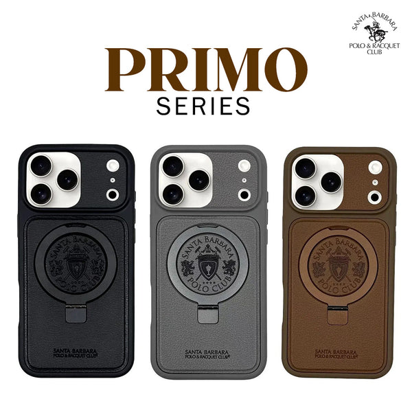 Santa Barbara Primo Series Magnetic Ring Kickstand Leather Case for iPhone 17 Series