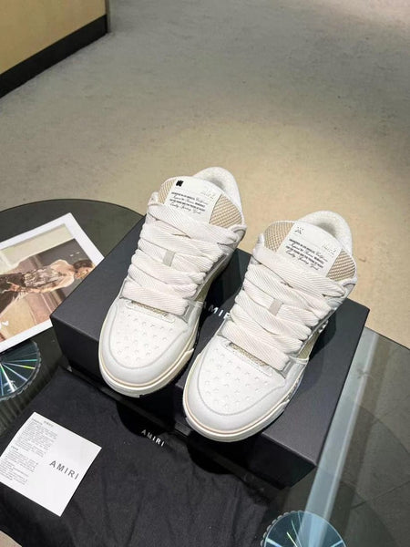 Premium Leather and Mesh Low-Top Sneakers